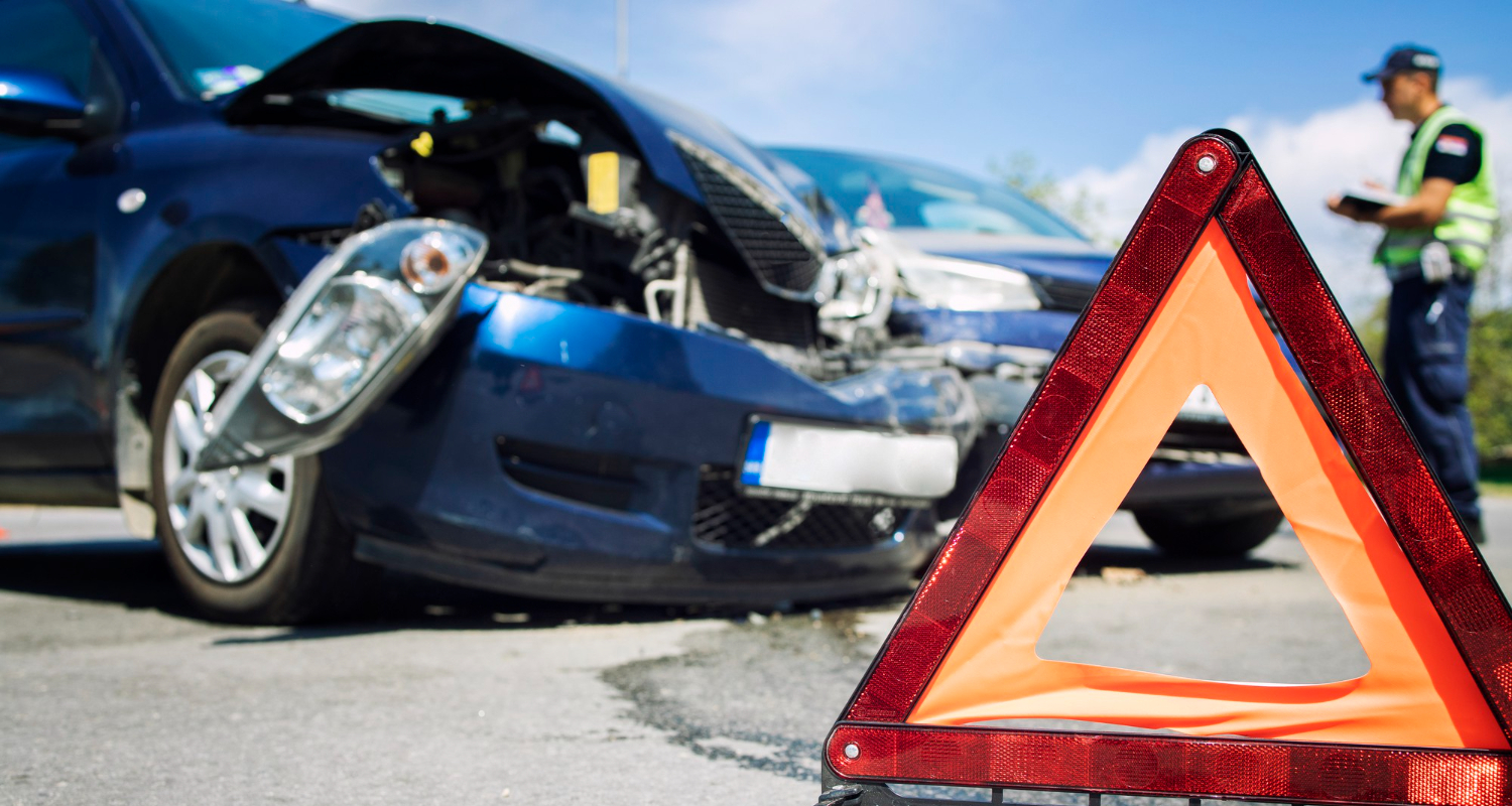 road accident with smashed cars